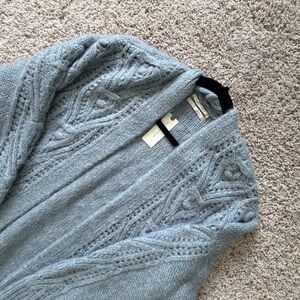 Anthropologie Light Blue Cable Knit Sweater Cardigan
